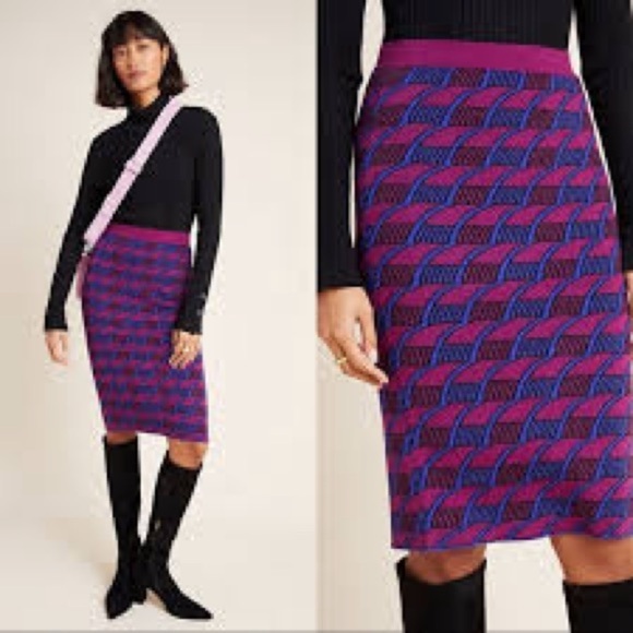 Anthropologie Dresses & Skirts - XL Maeve Nancy Sweater Pencil Skirt knitted print by Anthropologie
